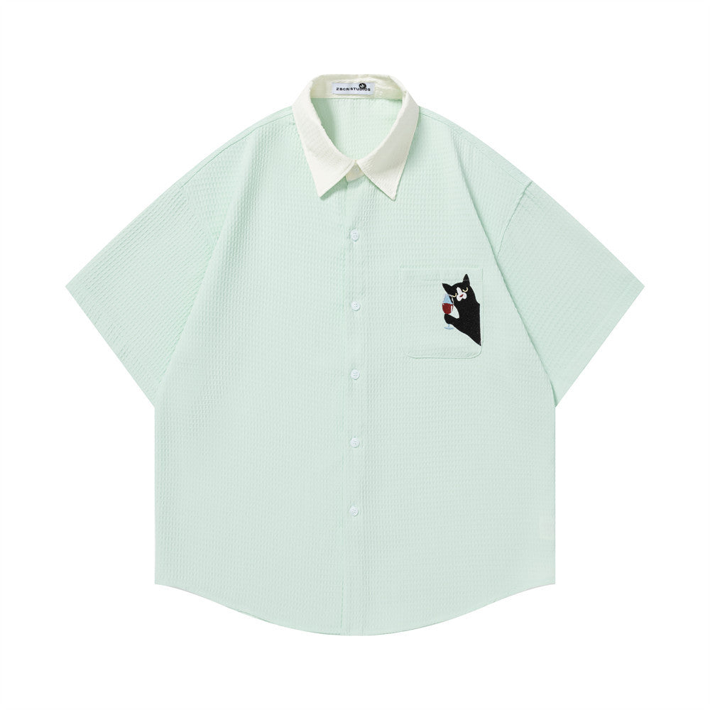 Embroidered Tie Short Sleeve