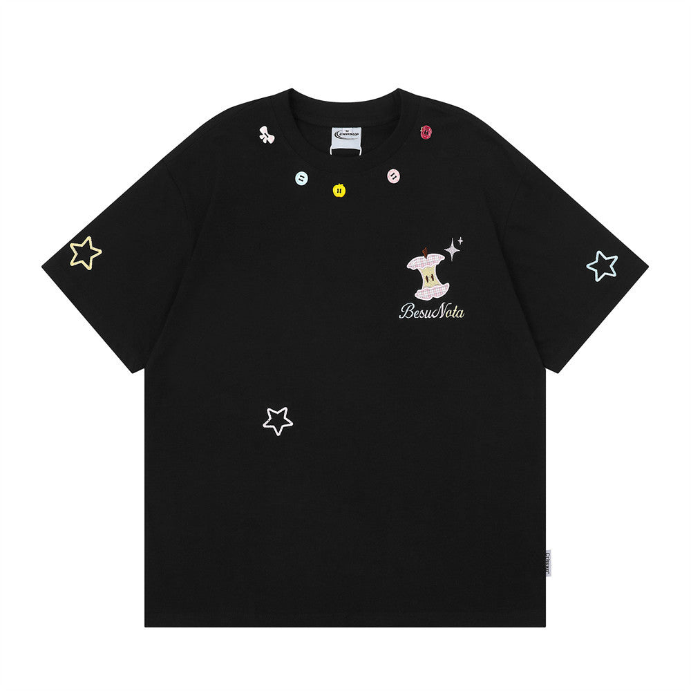 Cartoon Embroidered Short Sleeve